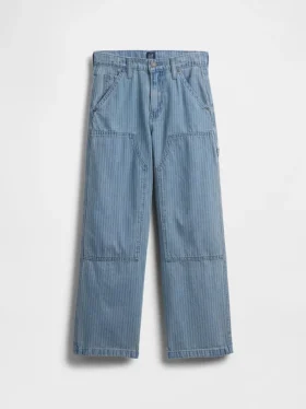 Baggy-Jeans med ränder och dubbla knän för barn