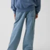 Baggy-Jeans med ränder och dubbla knän för barn