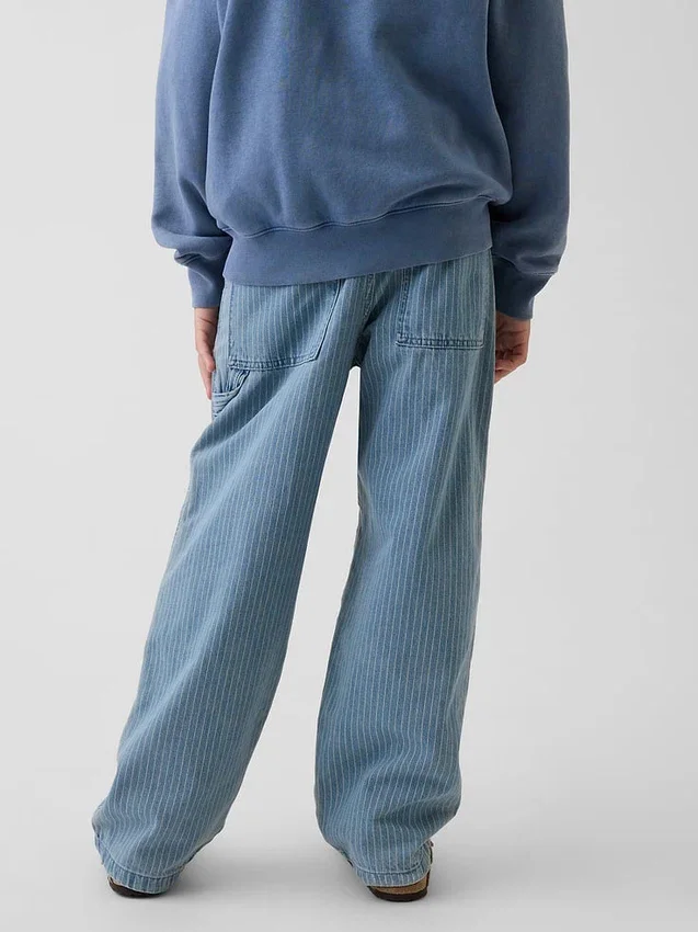 Baggy-Jeans med ränder och dubbla knän för barn