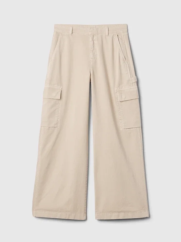 Baggy khakibyxor med medelhög midja