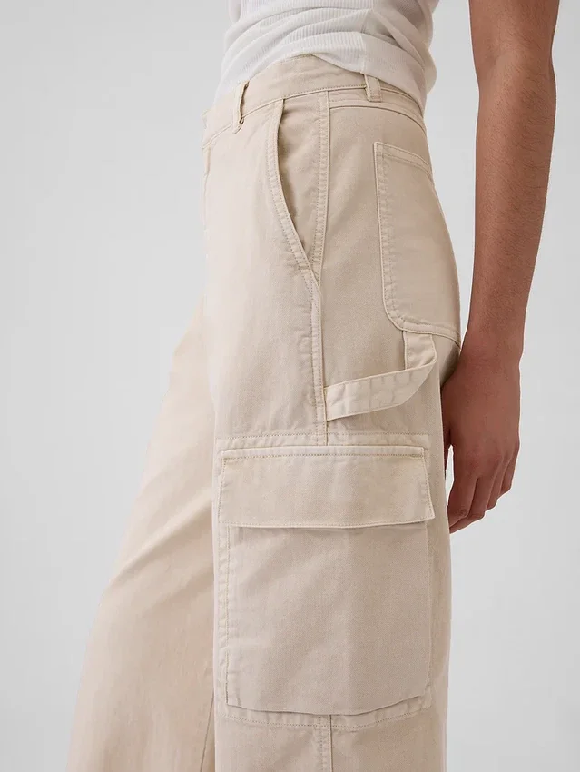 Baggy khakibyxor med medelhög midja