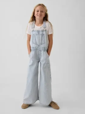 Baggy-overall i denim med ränder för barn
