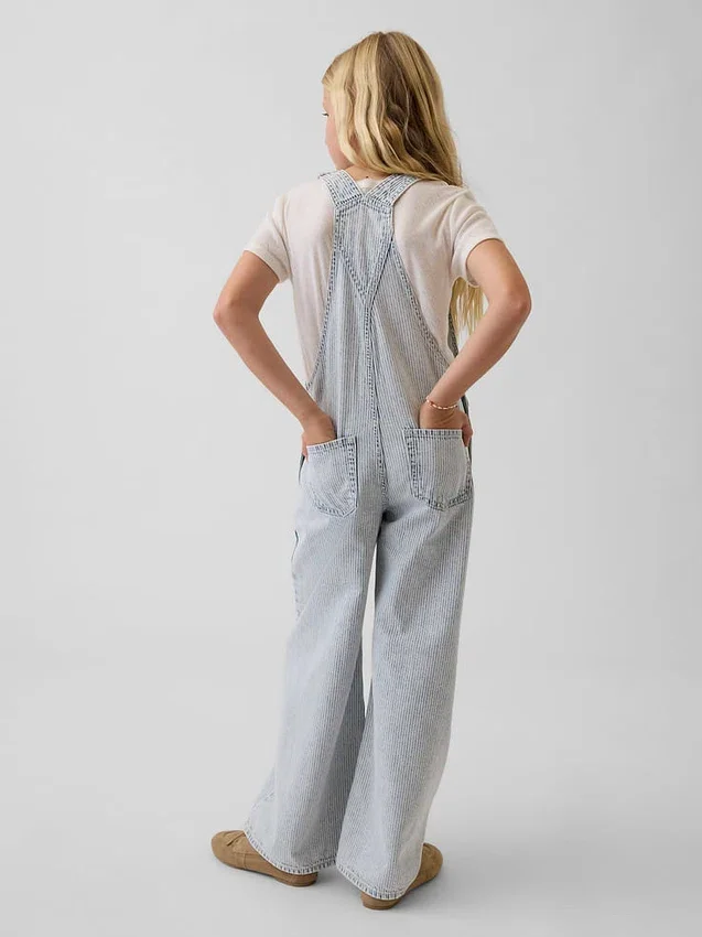 Baggy-overall i denim med ränder för barn