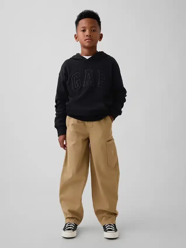 Baggybaggy-byxor i borstad twill med avsmalnande ben