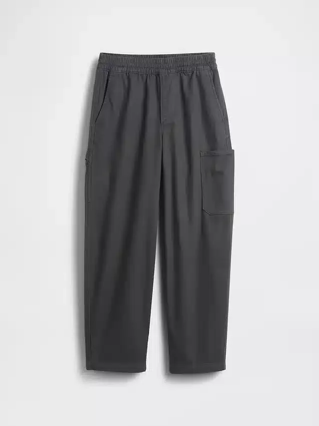 Baggybaggy-byxor i borstad twill med avsmalnande ben