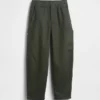 Baggybaggy-byxor i borstad twill med avsmalnande ben