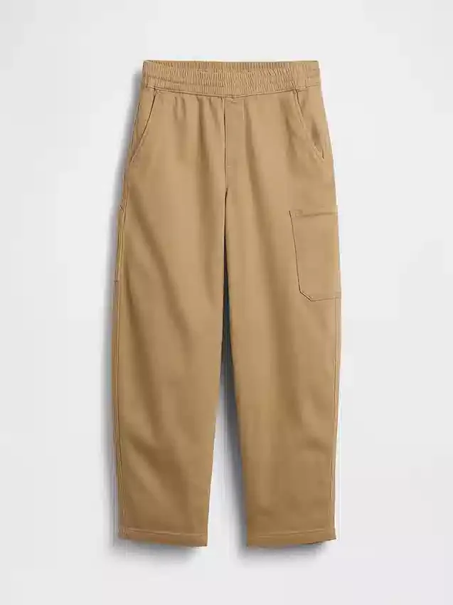 Baggybaggy-byxor i borstad twill med avsmalnande ben