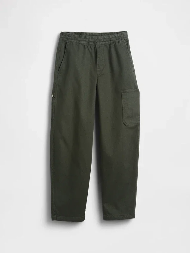 Baggybaggy-byxor i borstad twill med avsmalnande ben