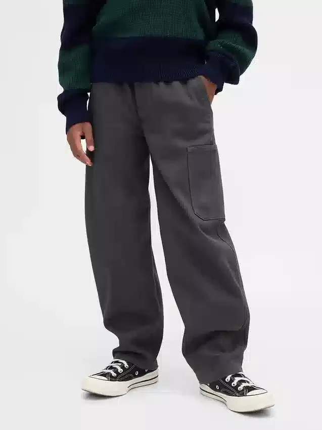 Baggybaggy-byxor i borstad twill med avsmalnande ben