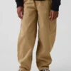 Baggybaggy-byxor i borstad twill med avsmalnande ben