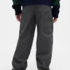 Baggybaggy-byxor i borstad twill med avsmalnande ben