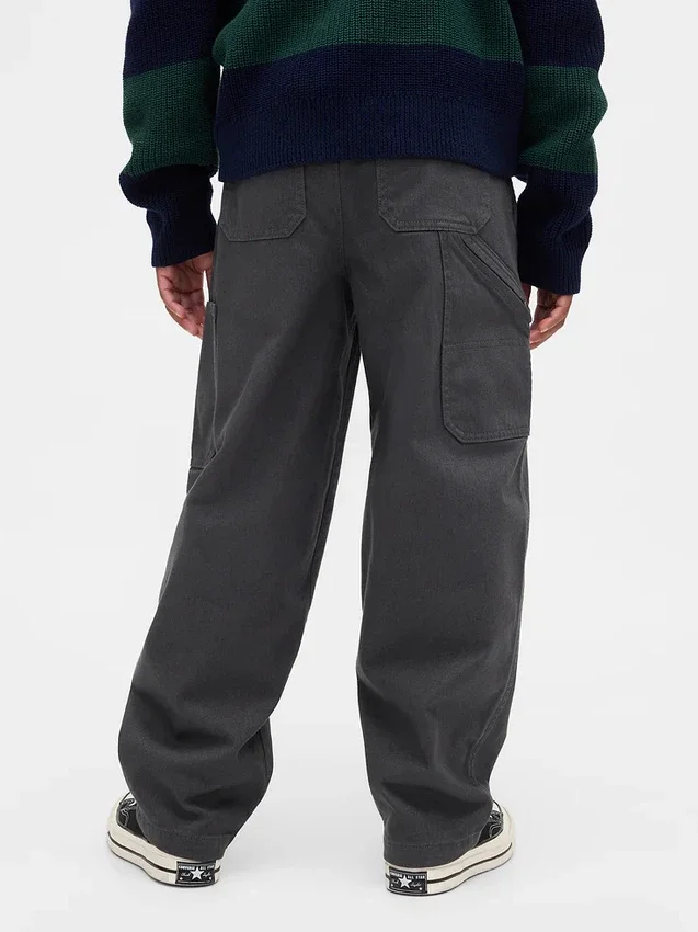 Baggybaggy-byxor i borstad twill med avsmalnande ben