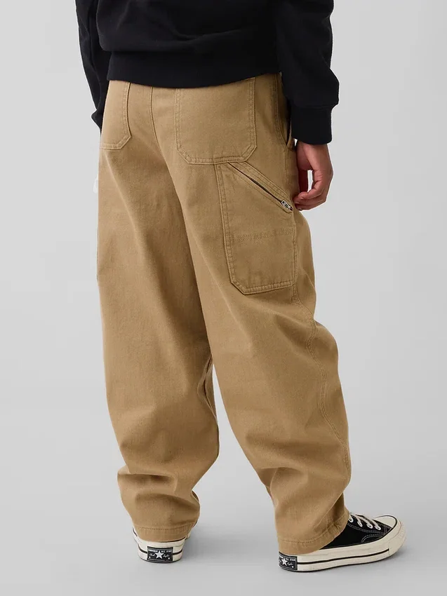 Baggybaggy-byxor i borstad twill med avsmalnande ben