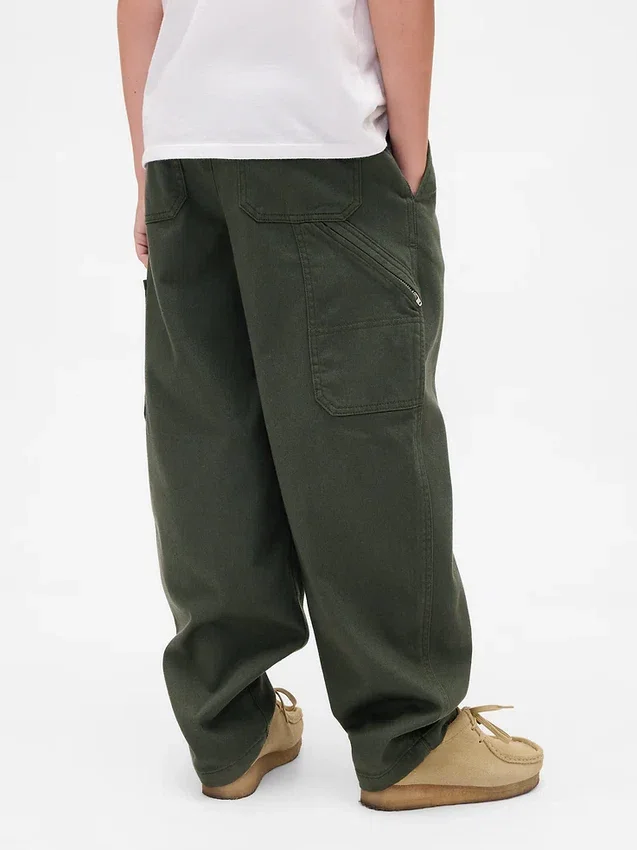 Baggybaggy-byxor i borstad twill med avsmalnande ben