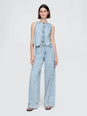 Baggybyxor i ultramjuk denim med medelhög midja