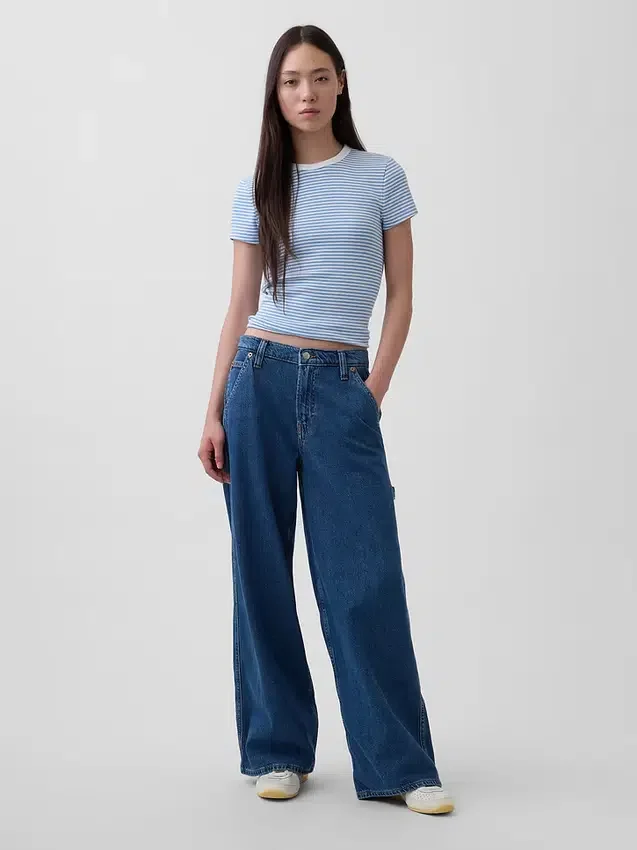 Baggybyxor i ultramjuk denim med medelhög midja