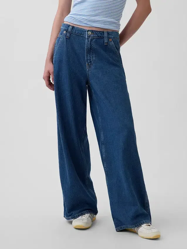 Baggybyxor i ultramjuk denim med medelhög midja