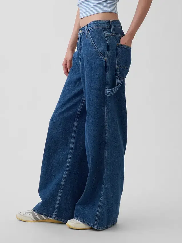 Baggybyxor i ultramjuk denim med medelhög midja
