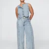 Baggybyxor i ultramjuk denim med medelhög midja