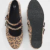 Balettskor med dubbla remmar i leopardmönster
