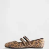 Balettskor med dubbla remmar i leopardmönster