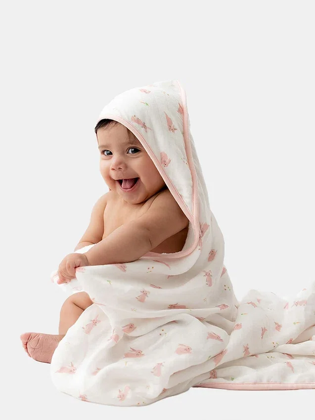 Bamboo Little Bunny-set med badhandduk med huva