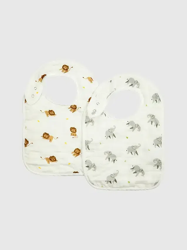 Bamboo Little Elephant and Lion haklappsset