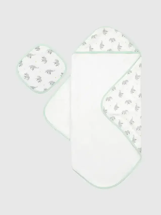 Bamboo Little Elephant handduksset med huva