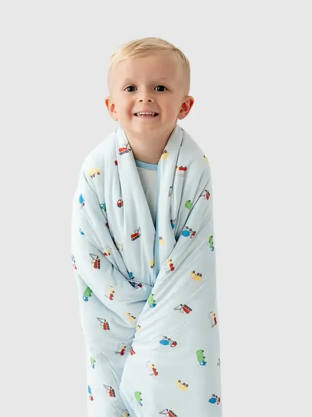 Bamboo Little Trucks babyfilt