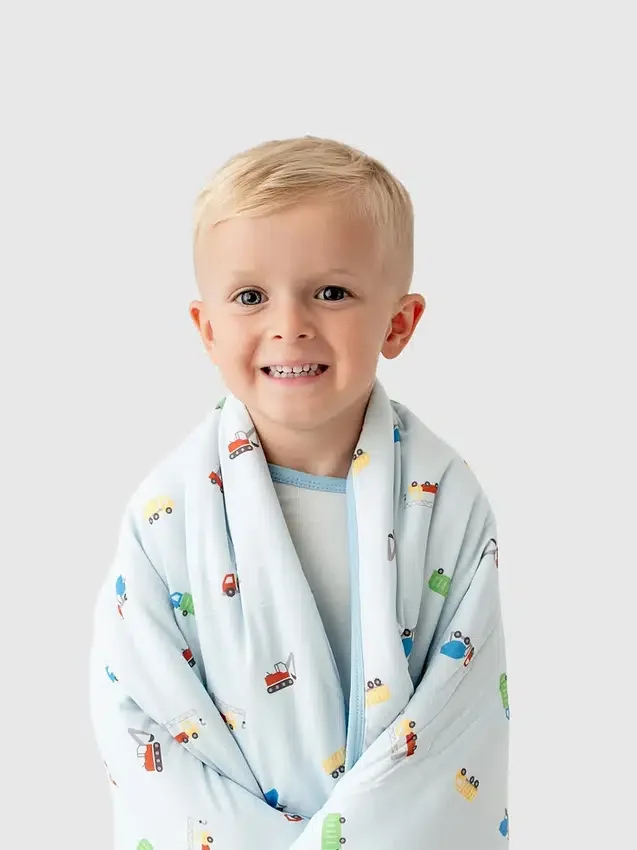 Bamboo Little Trucks babyfilt