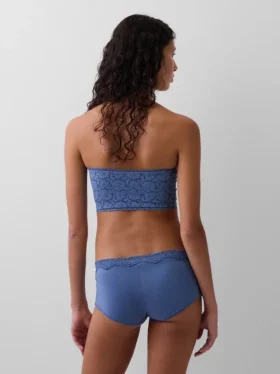 Bandeau-bralett i ekologisk stretchbomull med spetsdetaljer