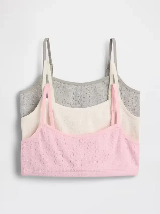 Barn-BH i ekologisk bomull med pointelle-mönster (3-pack)