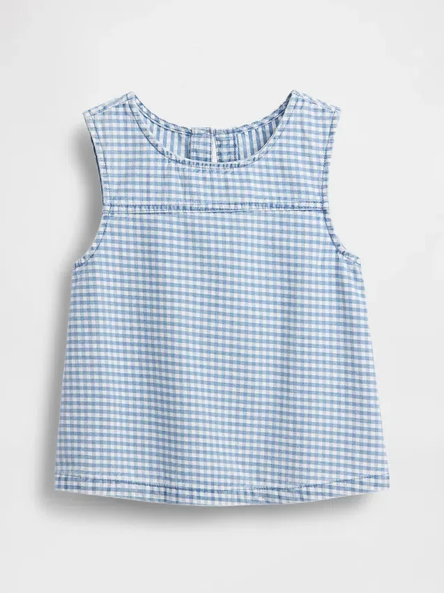 Barn-linne i gingham-mönstrad denim