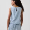 Barn-linne i gingham-mönstrad denim