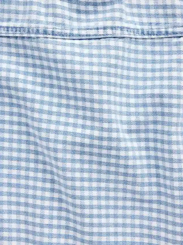 Barn-linne i gingham-mönstrad denim