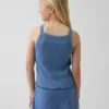 Barn-linne med ribbad kant och fyrkantig halsringning