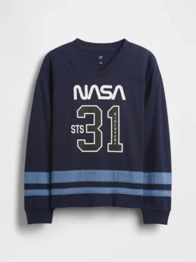 Barn-T-shirt i avslappnad passform med NASA-motiv