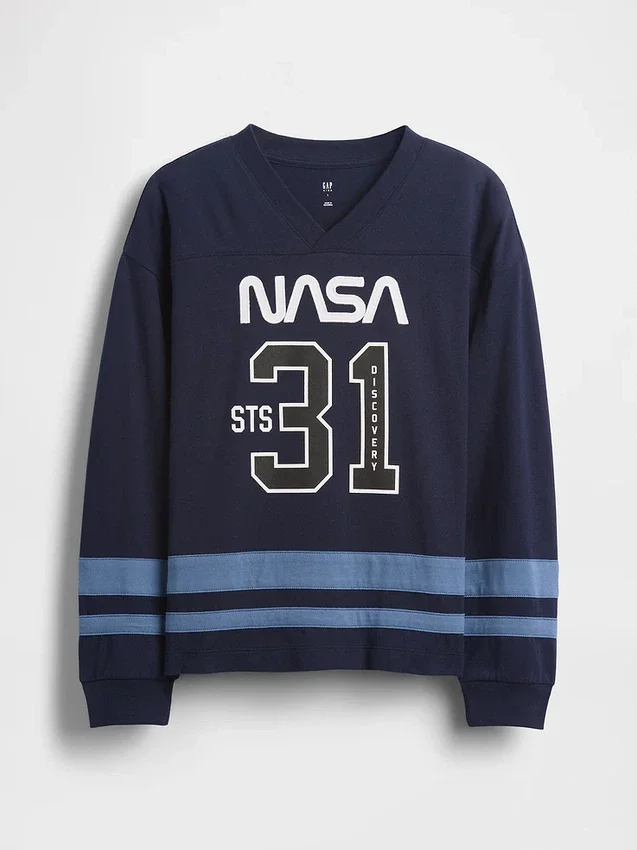 Barn-T-shirt i avslappnad passform med NASA-motiv