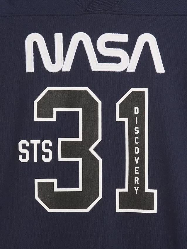Barn-T-shirt i avslappnad passform med NASA-motiv