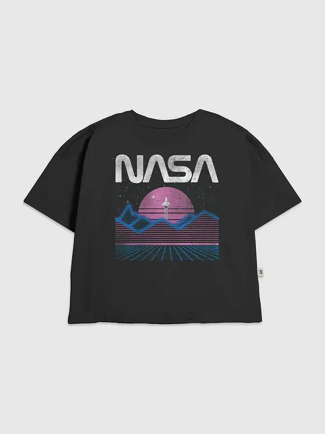 Barn-T-shirt i pastellfärger med NASA-motiv