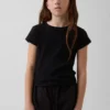 Barn-T-shirt i ribbad, färgskiftande, figursydd modell