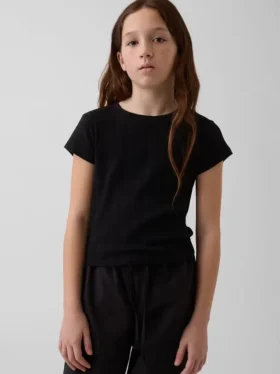 Barn-T-shirt i ribbad, färgskiftande, figursydd modell