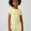 Barn-T-shirt i ribbad, färgskiftande, figursydd modell
