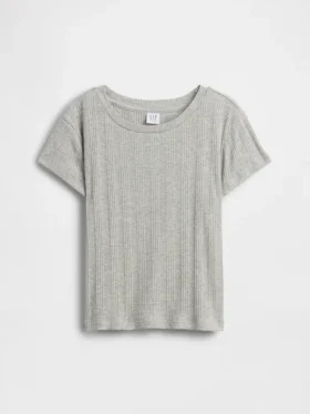 Barn-T-shirt i ribbad, färgskiftande, figursydd modell