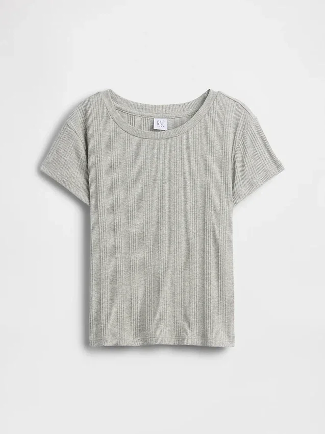 Barn-T-shirt i ribbad, färgskiftande, figursydd modell