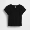 Barn-T-shirt i ribbad, färgskiftande, figursydd modell