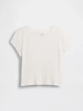 Barn-T-shirt i ribbad, färgskiftande, figursydd modell