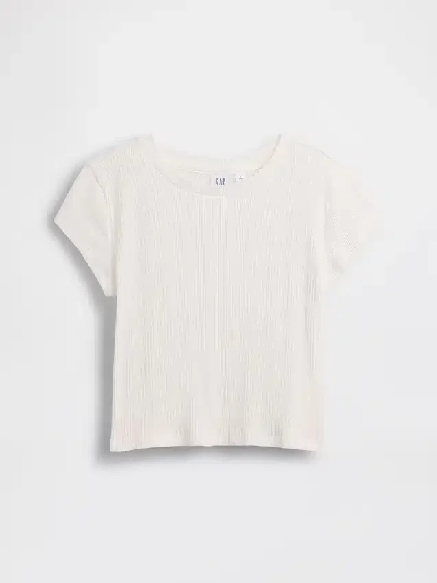 Barn-T-shirt i ribbad, färgskiftande, figursydd modell