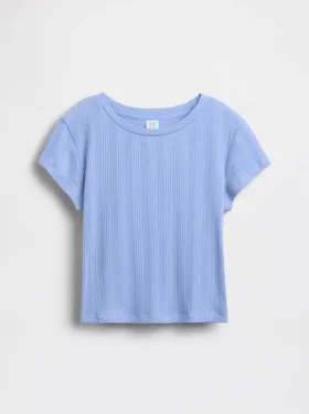 Barn-T-shirt i ribbad, färgskiftande, figursydd modell