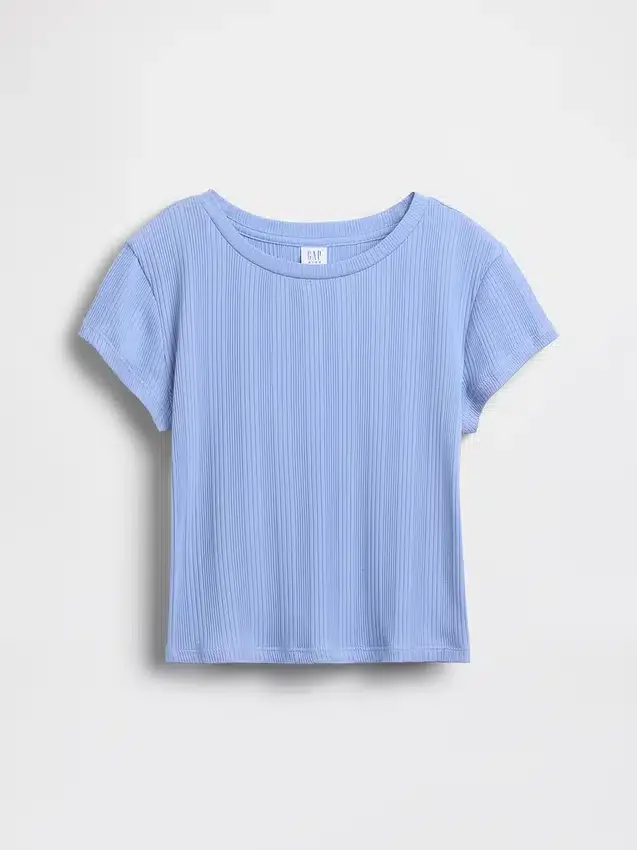 Barn-T-shirt i ribbad, färgskiftande, figursydd modell